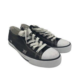 Black & White Canvas Sneakers Size 10 With White Laces & Rubber Outsole